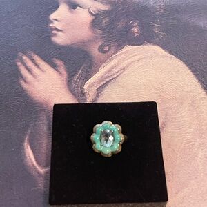 Elegant Turquoise 925 Silver Flower Ring